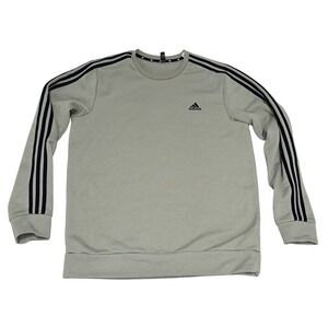 Adidas Primegreen Mens‎ Large Olive Green 3-Stripe Crewneck Sweatshirt Pullover